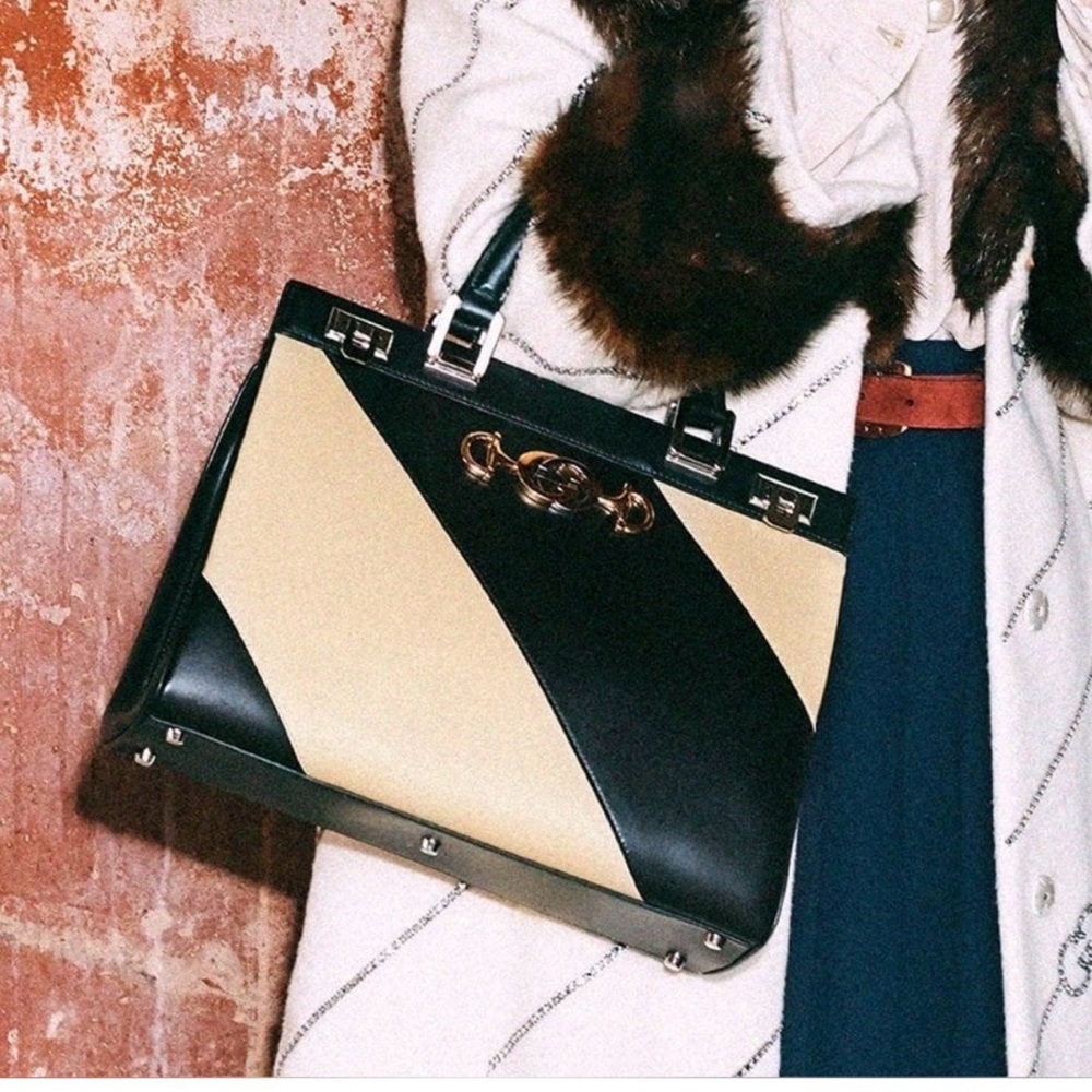 Gucci Zumi Black and Cream Satchel - Picture 2 of 12